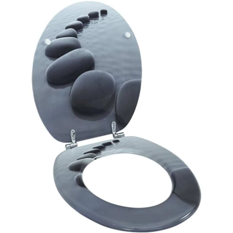 Image of Vidaxl Wc Toilet Seat Mdf Lid Stones 43.7X37.8 Cm