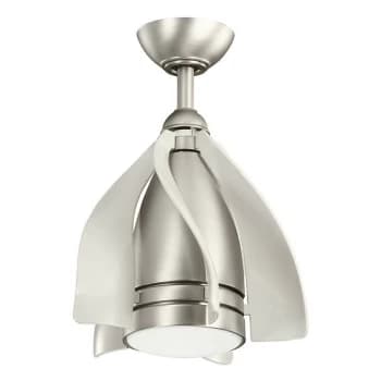 Image of Kichler Terna 5 Blade 38cm Ceiling Fan with LED Light Brushed Nickel Remote Control - Elstead