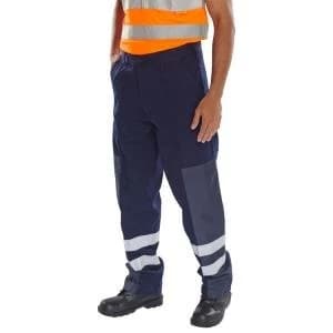 Image of Click Workwear Trousers Polycotton Nylon Patch Navy Blue 32 Tall Ref