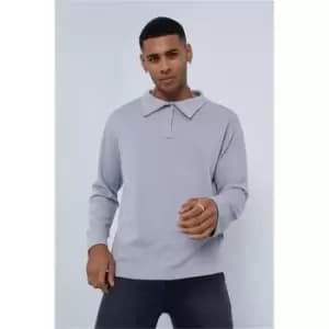 Image of I Saw It First Half Popper Polo Shirt - Grey