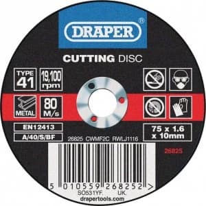 Image of Draper Flat Metal Cutting Disc 75mm 1.6mm 10mm