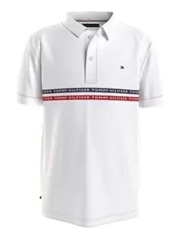 Image of Tommy Hilfiger Boys Tape Polo Shirt - White, Size 10 Years