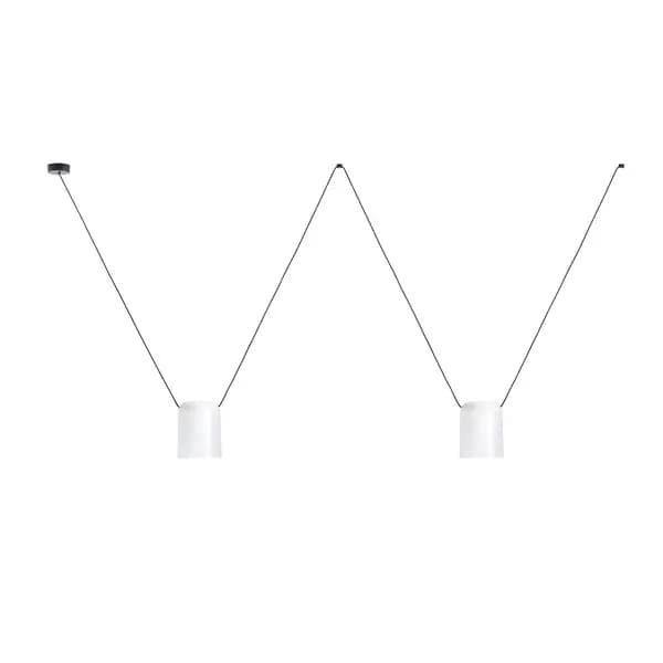 Image of Attic Decorative Hanging Ceiling Pendant Matt White Matt Black 2x E27 / 175cm x 400cm