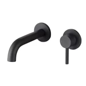 Image of Wall Mounted Black Basin Mixer Tap - Arissa