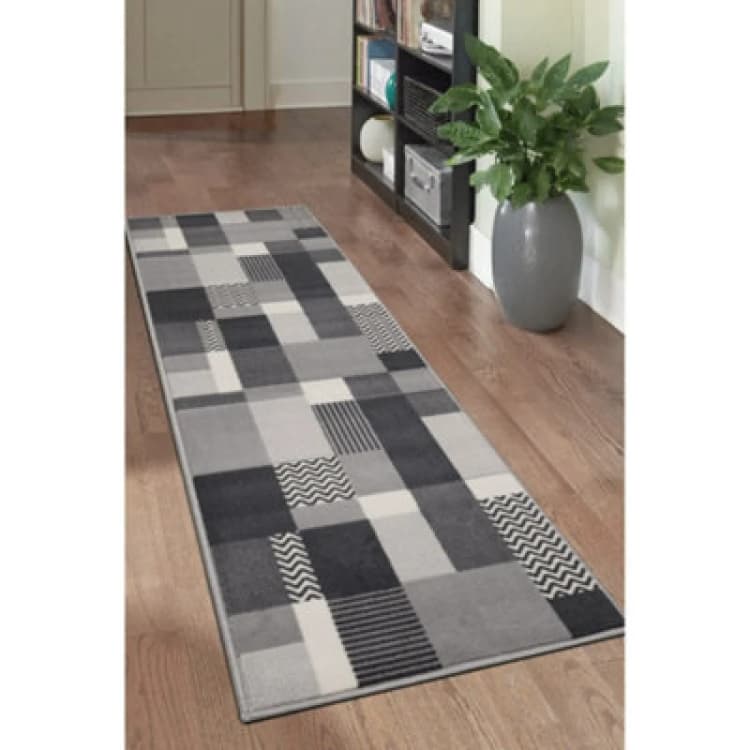 Image of Homemaker Genesis Blocks Runner Rug Charcoal 60X200 ND74304