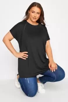 Image of lace Detail T-Shirt