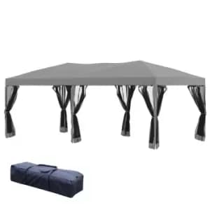 Image of Outsunny 3 X 6 M Patio Gazebo Wedding Pop-up Party Tent Canopy Sun Shade - Grey