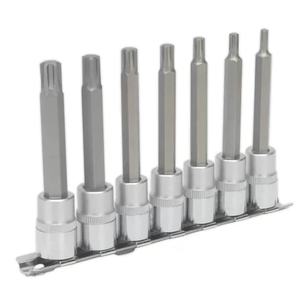 Image of Genuine SEALEY AK6233 Ribe Socket Bit Set 7pc 3/8Sq Drive 95mm