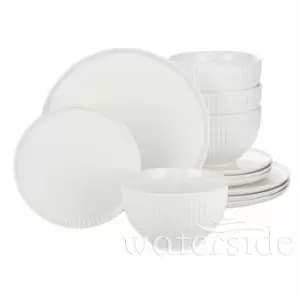Image of 12 Piece Alumina Porcelain Textured Dinner Set