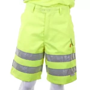 Image of Poly-Cotton Workwear SAT YELLOW HIVIZ SHORTS 30