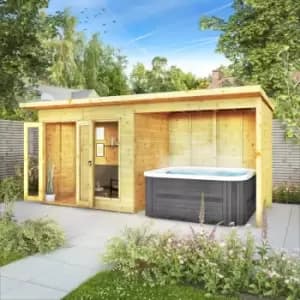 Image of Waltons Shiplap Pent Wooden Garden Room Summerhouse - 16 x 6 Summerhouse with Patio Area