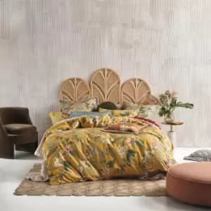 Image of Linen House Anastacia 100% Cotton Duvet Cover and Pillowcase Set Yellow, Green and Pink