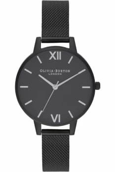 Image of Olivia Burton Silver & Matte Black Mesh