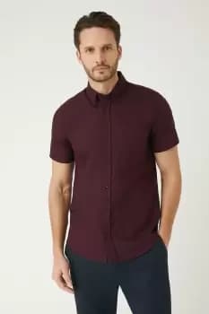 Image of Mens Burgundy Short Sleeve Oxford Shirt
