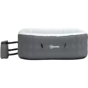 Image of Outdoor Square Inflatable Hot Tub Spa w/ Pump, 4-6 Person, Grey - Grey - Outsunny