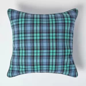 Image of Homescapes - Cotton Black Watch Tartan Cushion Cover, 60 x 60cm - Blue