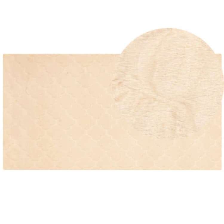 Image of Beliani Faux Fur Rug Gharo Beige 80 X 150 Cm