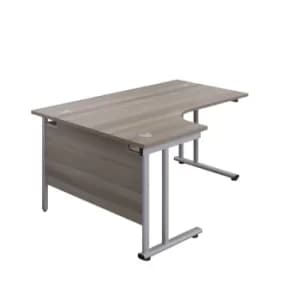 Image of 1600 X 1200 Twin Upright Left Hand Radial Desk Grey Oak-Silver