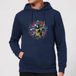 Image of Aquaman Circular Portrait Hoodie - Navy - L