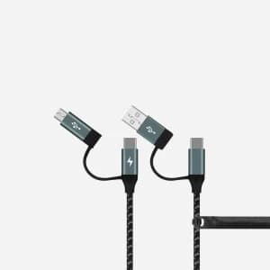 Image of Momax One Link 4 in 1 Type-C PD (USB-A/Type-C to Micro USB/Type-C) Cable (1.2m) DC12D - Space Grey