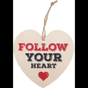 Image of Follow Your Heart Hanging Heart Sign