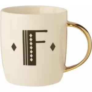 Image of Diamond Deco F Letter Monogram Large Mug Personalised Coffee Mug / Espresso Cups For Home And Office Use Cappuccino Cup For Everyday Use 9 x 9 x 12