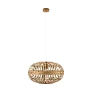 Image of Hanging Ceiling Pendant Light Round Wicker Shade 1x 60W E27 Hallway Feature