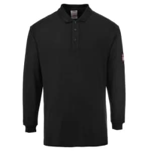 Image of Modaflame Mens Flame Resistant Antistatic Long Sleeve Polo Shirt Black M