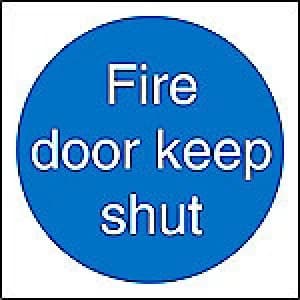Image of Fire Door Keep Shut Sign 10 x 10cm Self Adhesive Vinyl