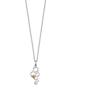 Image of Elements Silver Honeycomb And Bee Silver Yellow Gold Plating Pendant P4674