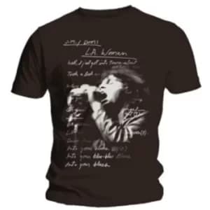 Image of The Doors LA Woman Lyrics Mens Black T Shirt: X Large