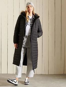 Image of Superdry Longline Fuji Jacket - Black, Size 10, Women