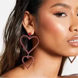 Image of I Saw It First Oversized Double Heart Stud Earrings - Red