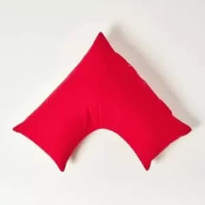 Image of Red Egyptian Cotton v Shaped Pillowcase 200 Thread Count - Red - Red - Homescapes