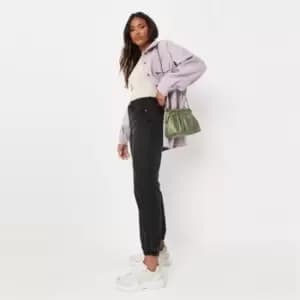 Image of Missguided Riot Highwaisted Elastic Cuff Jeans - Black