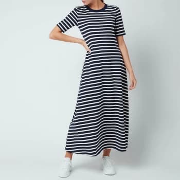 Image of Kate Spade New York Womens Striped Midi Dress - Rich Navy - S