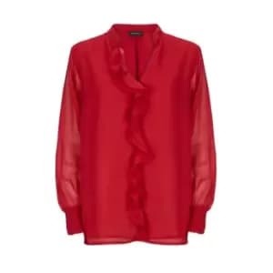 Image of James Lakeland Chiffon Ruffle Blouse - Red