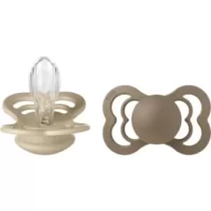 Image of BIBS Supreme Silicone Size 2: 6+ months dummy Vanilla / Dark Oak 2 pc