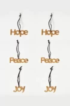 Image of Set of 3 Gold Christmas Ornaments Hope Joy Peace