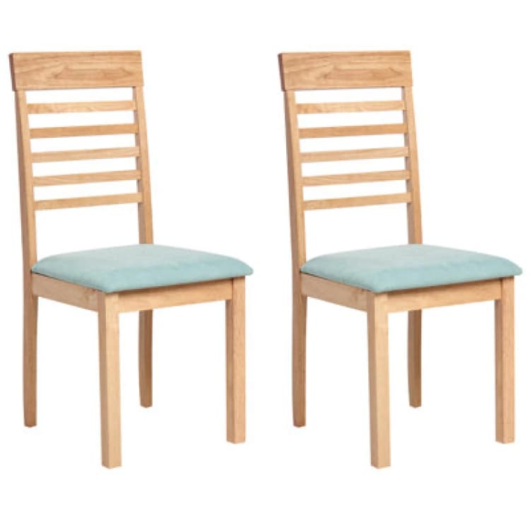 Image of Beliani Set Of 2 Dining Chairs Ortley Wood Light Brown/ Mint