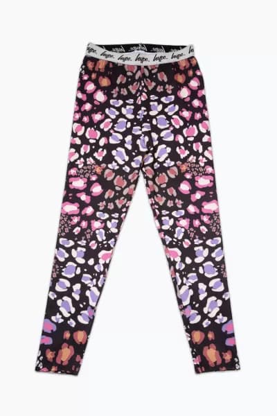 Image of Hype Black Multi Leopard Leggings Black