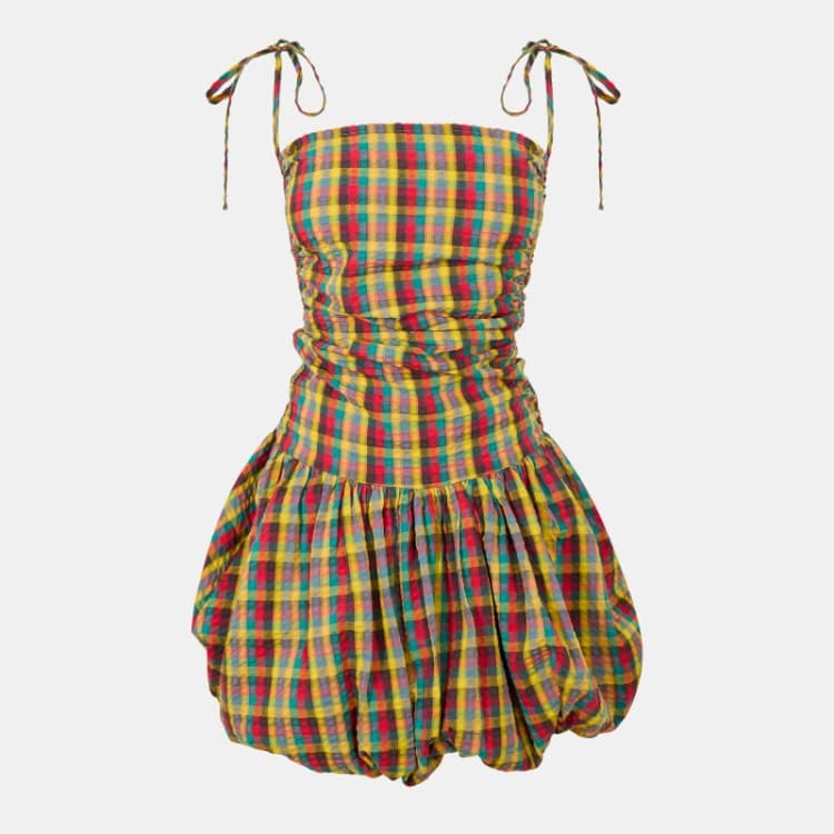 Image of AmyLynn Womens Alexa Ultra Peplum Dress Red/Green Chk female 6 (XS)