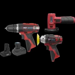 Image of Sealey CP1200 12v Cordless 3 Piece Power Tool Kit 1 x 1.5ah & 1 x 3ah Li-ion Charger Bag
