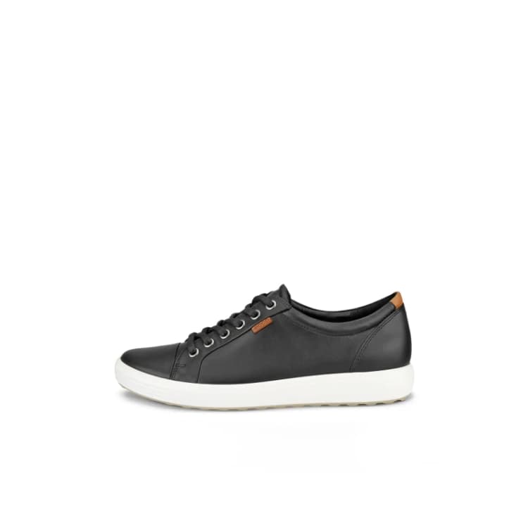 Image of Ecco Womens Soft 7 Leather Lace Up Trainers Black - UK 6 / EU 39 Black female PS2654BLK39
