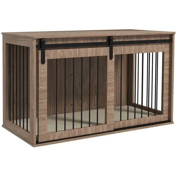 Image of PawHut Dog Crate Furniture w/Cushion for XL Dogs - Brown D02-169V75WN