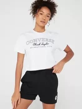 Image of Converse Retro Chuck Cropped Tee, White Size M Women