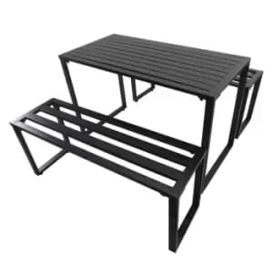 Image of Alfresco 3 Piece Metal Table and Bench Set, black