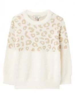 Image of Joules Girls Niamh Leopard Print Jumper - Multi