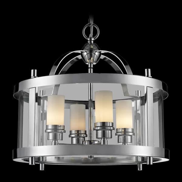 Image of New York 4 Light Lanterns Pendant Ceiling Light Silver, E14 - Cosmo