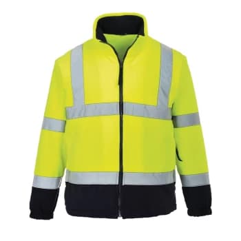 Image of Portwest 2 Tone Hi Vis Fleece Jacket Yellow / Navy 2XL